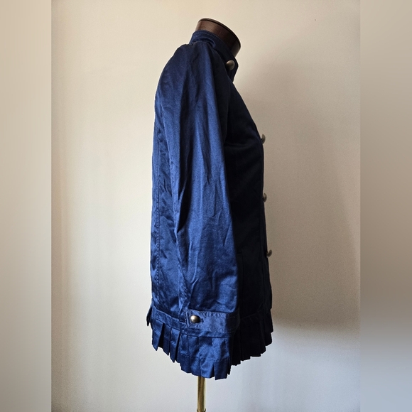 TWELVE BY TWELVE Navy Ruffled Hem Double-Breasted Jacket. Size Small - Picture 5 of 14